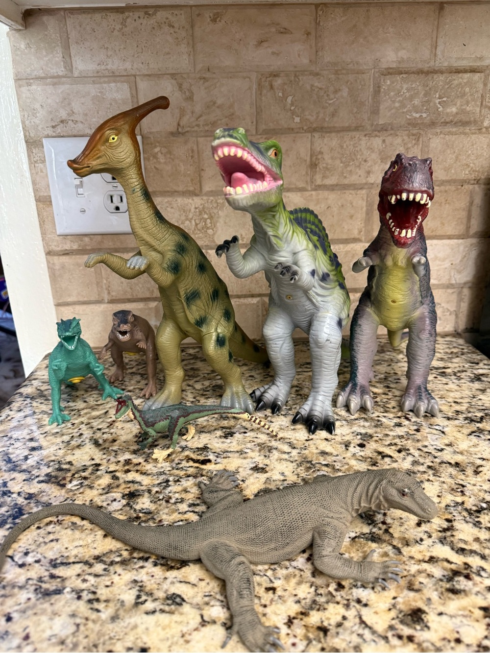 Mixed Dinosaur Toy Lot - Green, Gray, Brown